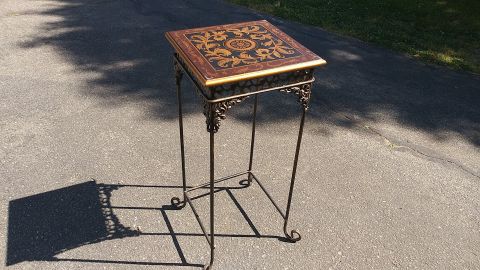 Metal Plant Stand w/ Ornate Gold Painted Design
